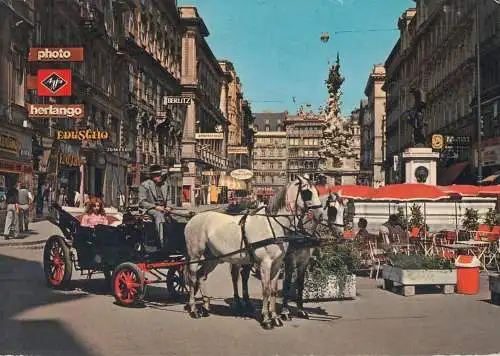 Austria postcard Wien fubgangerzone graben mit pestsaule und Flaker 1981