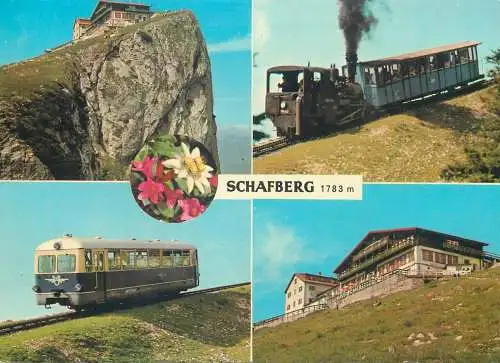 Austria postcard Schafberg multi view train