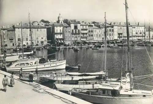 France postcard Cote d'Azur Saint Tropez Var harbour 1963 yacht sail ship