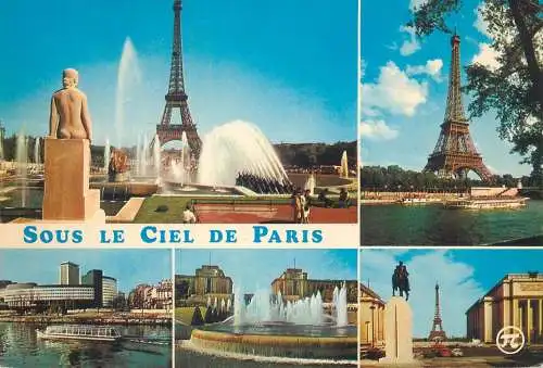 France postcard Paris multi view sus le ciel de Paris 1980