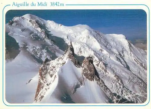 France postcard Aiguille du Midi winter mountain scene