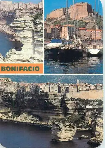 France postcard Bonifacio la falaise 1985 multi view