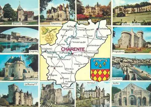 France postcard Charente pays du Cognac 1987 multi view