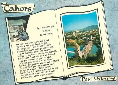 France postcard Cahors Lot legende du pont Valentre 1977
