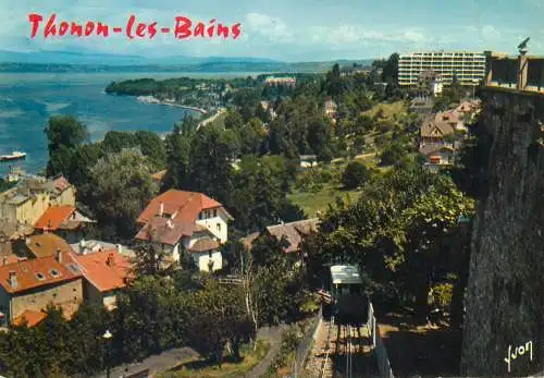 France postcard Lumiere Thonon les bains 1979 Haute Savoie
