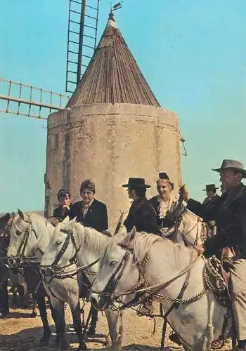 France postcard Provencale au moulin de A. Daudel 1981 windmill