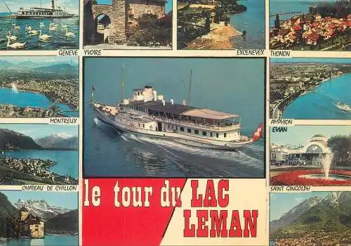 France postcard le tour du Lac Leman 1979 cruise ship