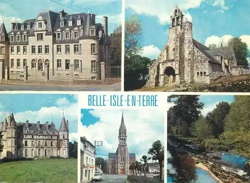 France postcard Bretagne 1991 Belle Isle en Terre castle church