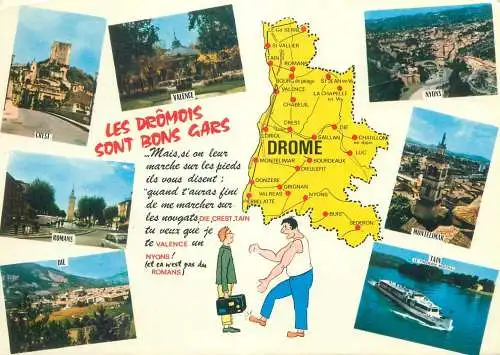 France postcard Drome map multi view 1978