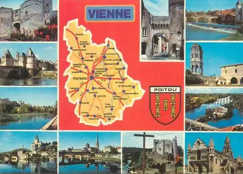 France postcard Loudun Vienne multi view 1978
