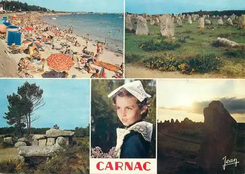 France postcard Bretagne Carnac multi view 1981