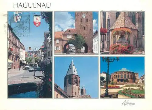 France postcard Alsace Haguenau multi view Bas Rhin 1998