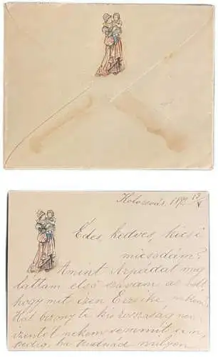 RO9 Correspondence Romania Transilvania 1892 Kolozsvar Cluj-Napoca Schilling Erzsike family genealogy