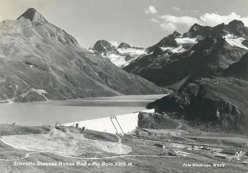 Austria postcard Silvrette Stausee Hohes Rad u Piz Buin dam