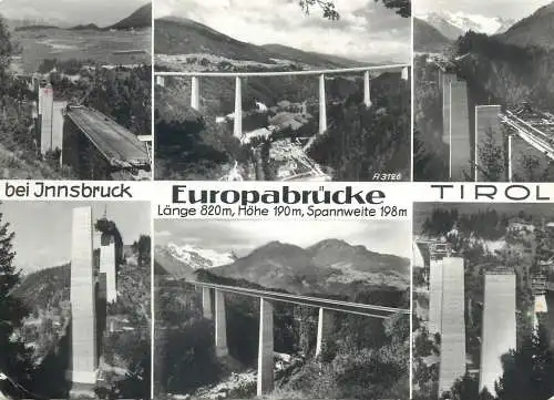Austria postcard Europabrucke multi view 1963