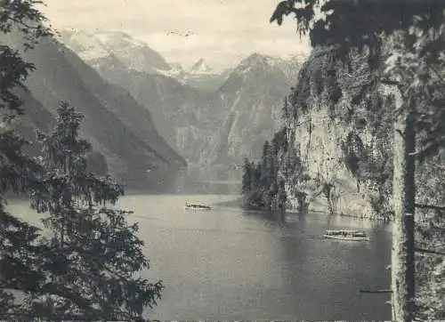 Austria postcard der Konigsee vom Malerwinkel mit Steinernem Meer 1956