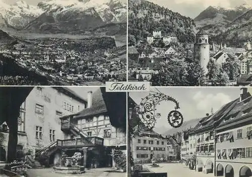 Austria postcard Feldkirch Voralberg multi view tower 1960