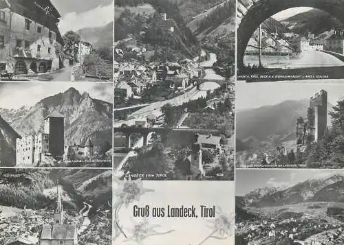 Austria postcard Gruss aus Landeck Tirol multi view 1958