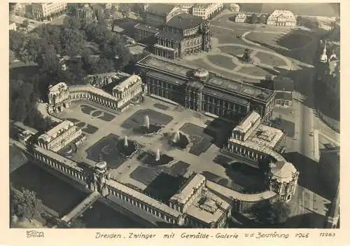 Germany postcard Dresden Zwinger mit Gemalde galerie aerial view 1963