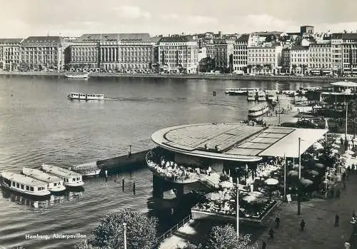 Germany postcard Hamburg Alsterpavillon harbour