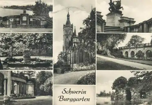 Germany postcard Schwerin Burggarten multi view