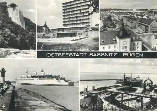 Germany postcard Ostseestadt Sassnitz Rugen multi view cruise ship