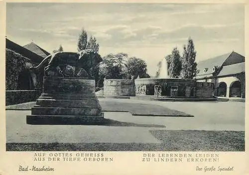 Germany postcard Bad-Nauheim lion statue auf gottes geheiss