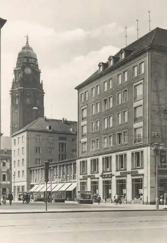 Germany postcard Dresden Gewandhausstrase clocktower