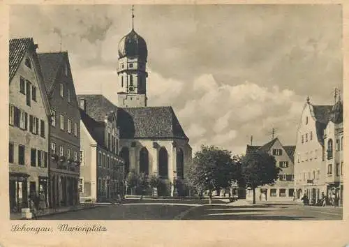Germany postcard Schongau Marienplatz clocktower