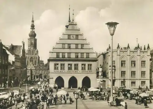 Germany postcard Greifswald city hall rathaus