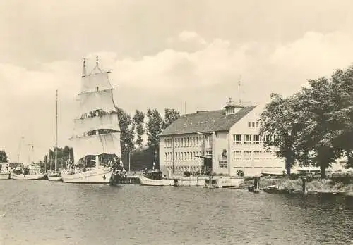 Germany postcard Greifswald Ortseil Wieck sailship