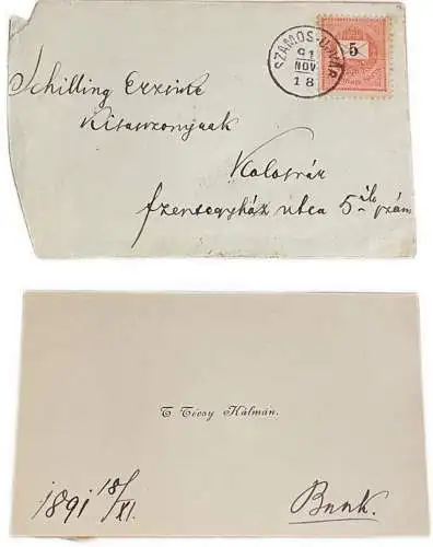RO9 Correspondance Romania 1891 Schilling family geenealogy letter Gherla ( Szamosújvár ) to Kolozavar Cluj wax seal