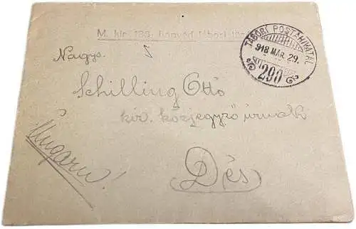Correspondance Romania 1918 Royal Notary notar Ottó Schilling family geenealogy letter to Des Dej Cluj tabori posta