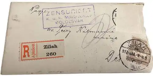 Técsy noble family from Targu Lapus genealogy Transylvania correspondance 1917 censored Kolozsvar registered Zilah