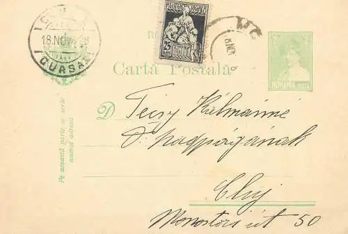 Técsy noble family from Targu Lapus genealogy Transylvania correspondance 1928 Romania Cluj postal stationery card