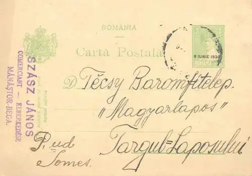 Técsy noble family from Targu Lapus genealogy Transylvania correspondance 1930 Szasz Janos advertising