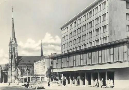 Germany postcard Karl Marx Stadt blick von der Bahnhofstrasse zum Theaterplatz 1963