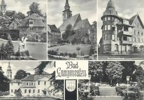 Germany postcard Bad Langensalza multi view clocktower 1968