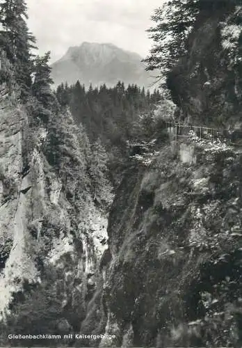 Germany postcard Giebenbachklamm mit Kaisergebirge mountain cliffs canyon