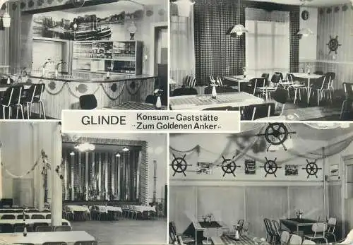 Germany postcard Glinde Konsum Gaststatte Zum Goldenen Anker multi view