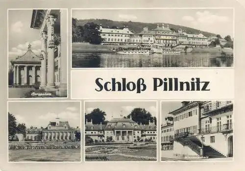 Germany postcard Schloss Pillnitz multi view cruise ship 1952