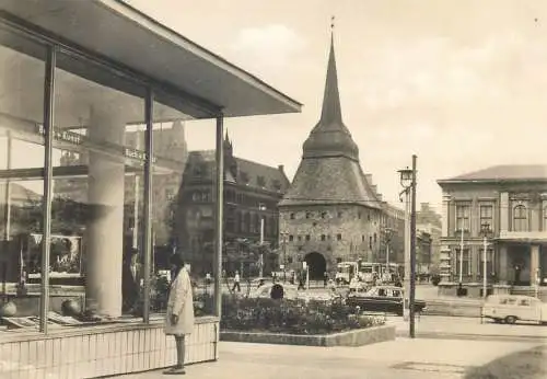 Germany postcard Rostock Steintor church scene