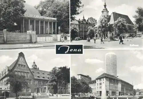 Germany postcard Jena multi view Zeiss planetarium rathaus Universitat 1969