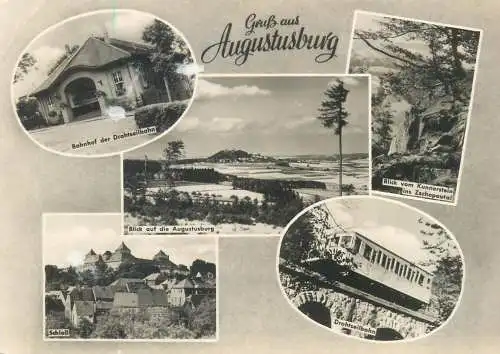 Germany postcard Augustusburg multi view train 1963