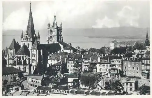 Switzerland postcard Lausanne castle and panorama