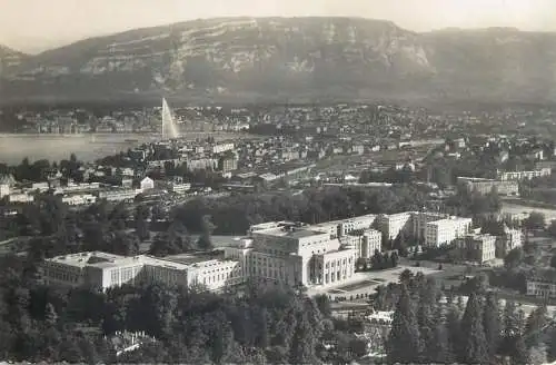 Switzerland postcard Geneve le Palais des Nations Unies la ville et le Saleve 1955