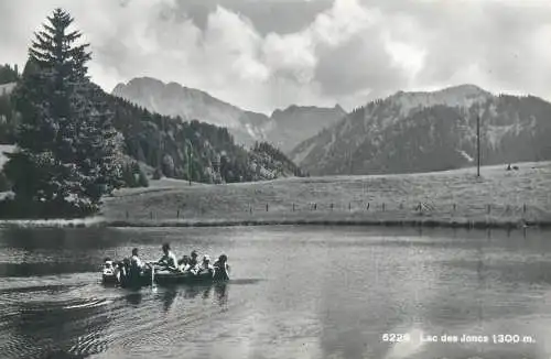 Switzerland postcard Lac des Joncs rowboat 1950