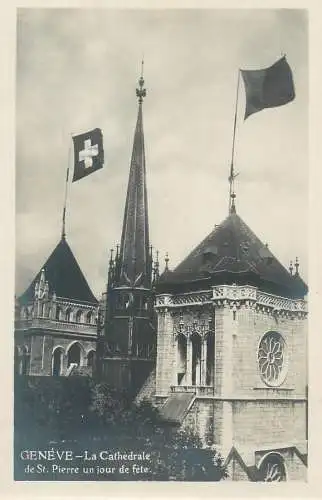 Switzerland postcard Geneve cathedrale de St. Pierre un jour de fete
