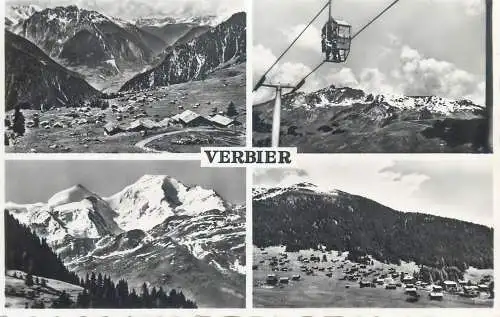 Switzerland postcard Verbier multi view teleferique