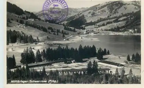 Switzerland postcard Militarlager Schwarzsee 1934